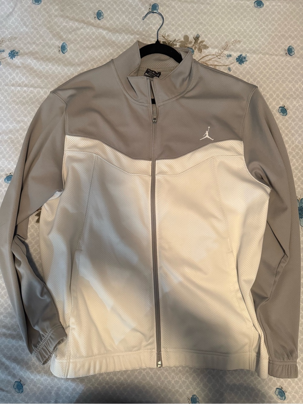 Men’s Jordan Gray & White Full-Zip Varsity Jacket
